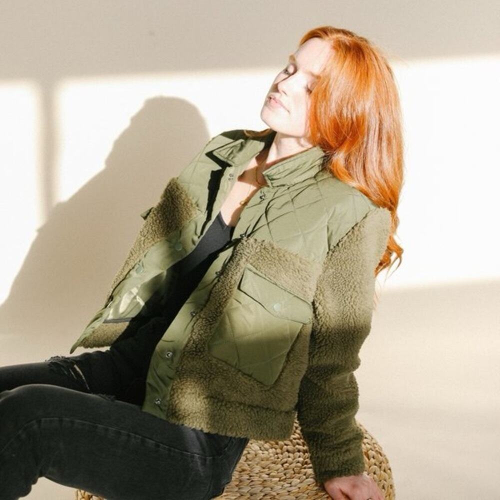 NWT Rails Peyton Sherpa Bomber Jacket in Olive Women's Size large